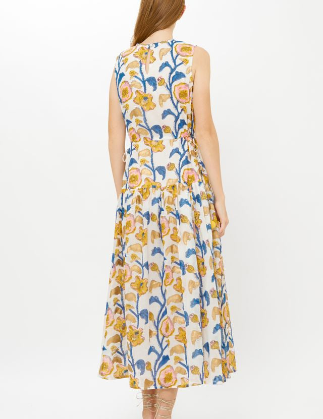 Sleeveless Piped Maxi | Poppy Marigold