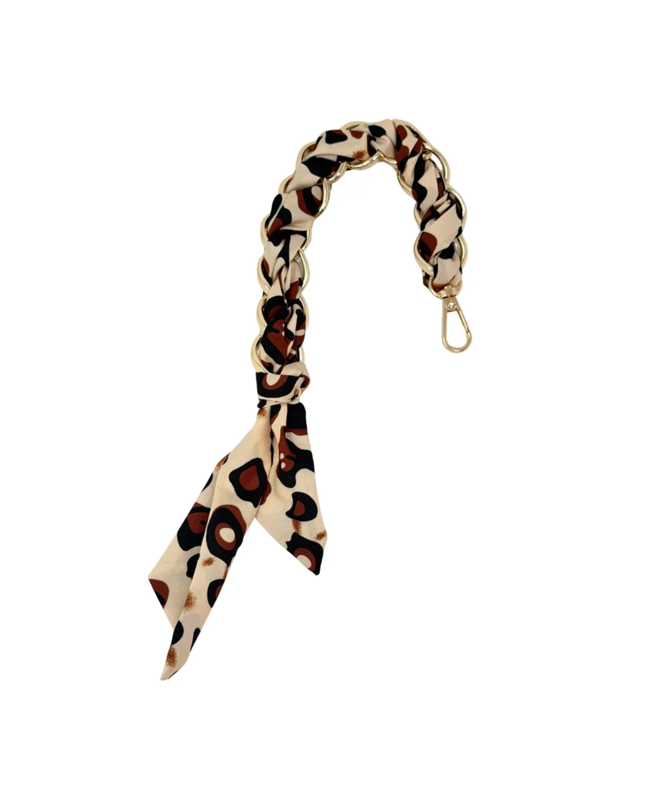 a scarf strap with a gold chain