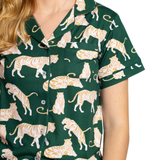 Chloe Tiger Short Sleeve Button Up Sleep Shirt_The Royal Standard_273261555