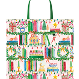 Christmas Shelfie Medium Square Gift Bag 9.75"L x 9.75"H x 4"W - Includes 1 Bag_Caspari_10190B13-PINK
