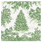 Christmas Tree Toile Sage/white Paper Linen Cocktail Napkin - 15 In_Caspari_19230CG-GRN