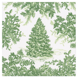 Christmas Tree Toile Sage/white Paper Linen Cocktail Napkin - 15 In_Caspari_19230CG-GRN