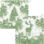 Christmas Tree Toile Sage/white Paper Linen Cocktail Napkin - 15 In_Caspari_19230CG-GRN