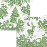 Christmas Tree Toile Sage/white Paper Linen Cocktail Napkin - 15 In_Caspari_19230CG-GRN