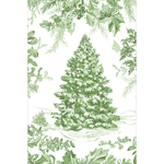 Christmas Tree Toile Sage/white Paper Linen Guest Towel -12 In_Caspari_19230GG-GRN