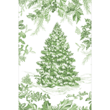 Christmas Tree Toile Sage/white Paper Linen Guest Towel -12 In_Caspari_19230GG-GRN