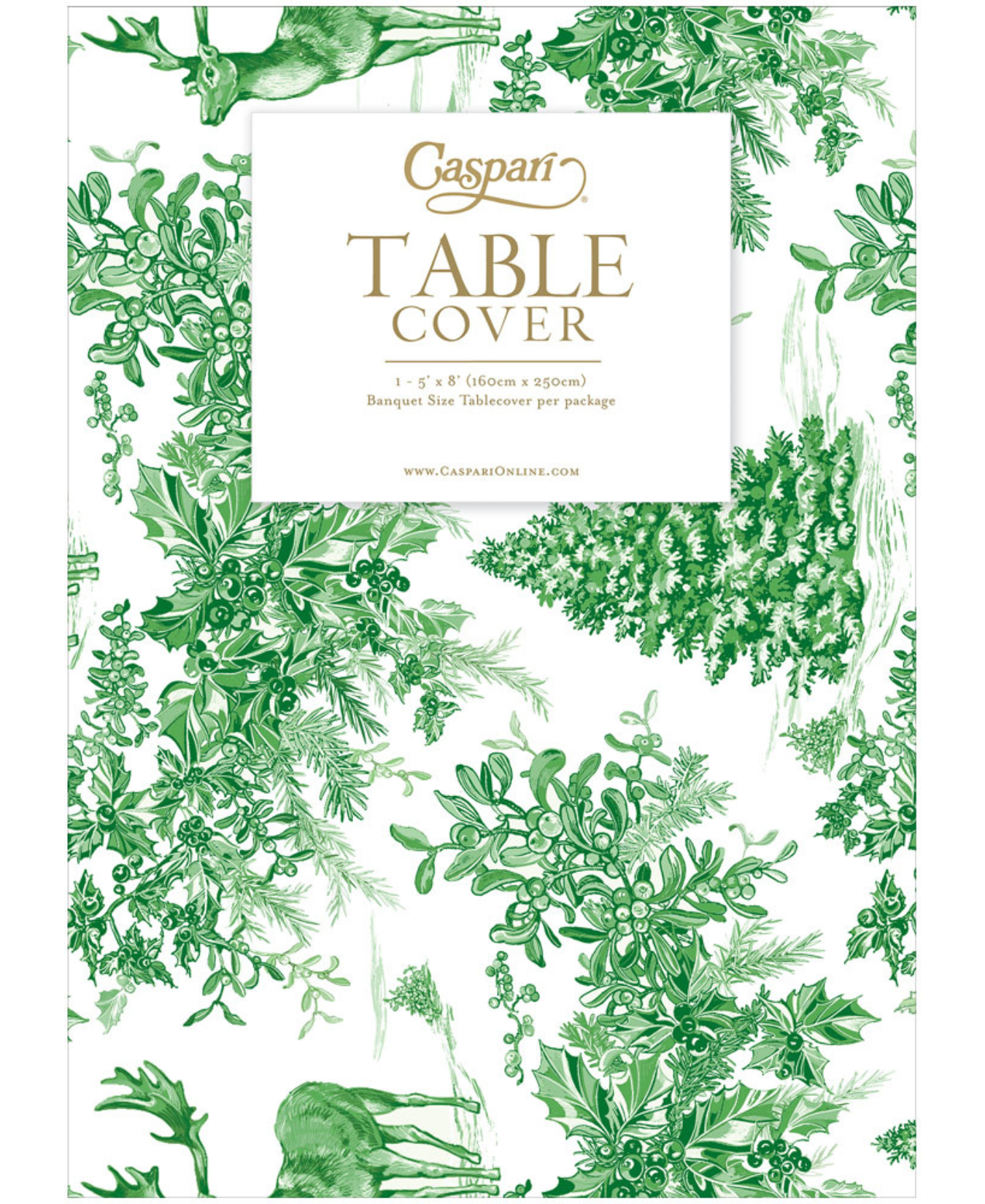 Christmas Tree Toile Sage/white Paper Linen Tablecover_Caspari_19230TCL-GRN