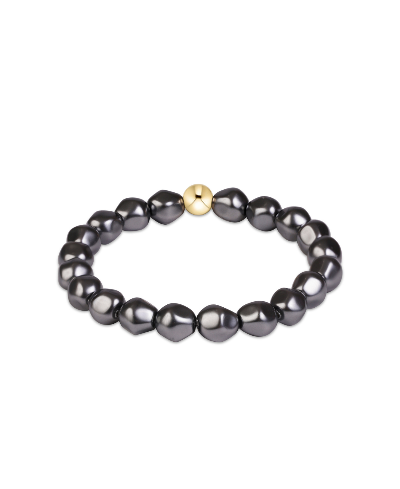 a black beaded bracelet with a gold bead