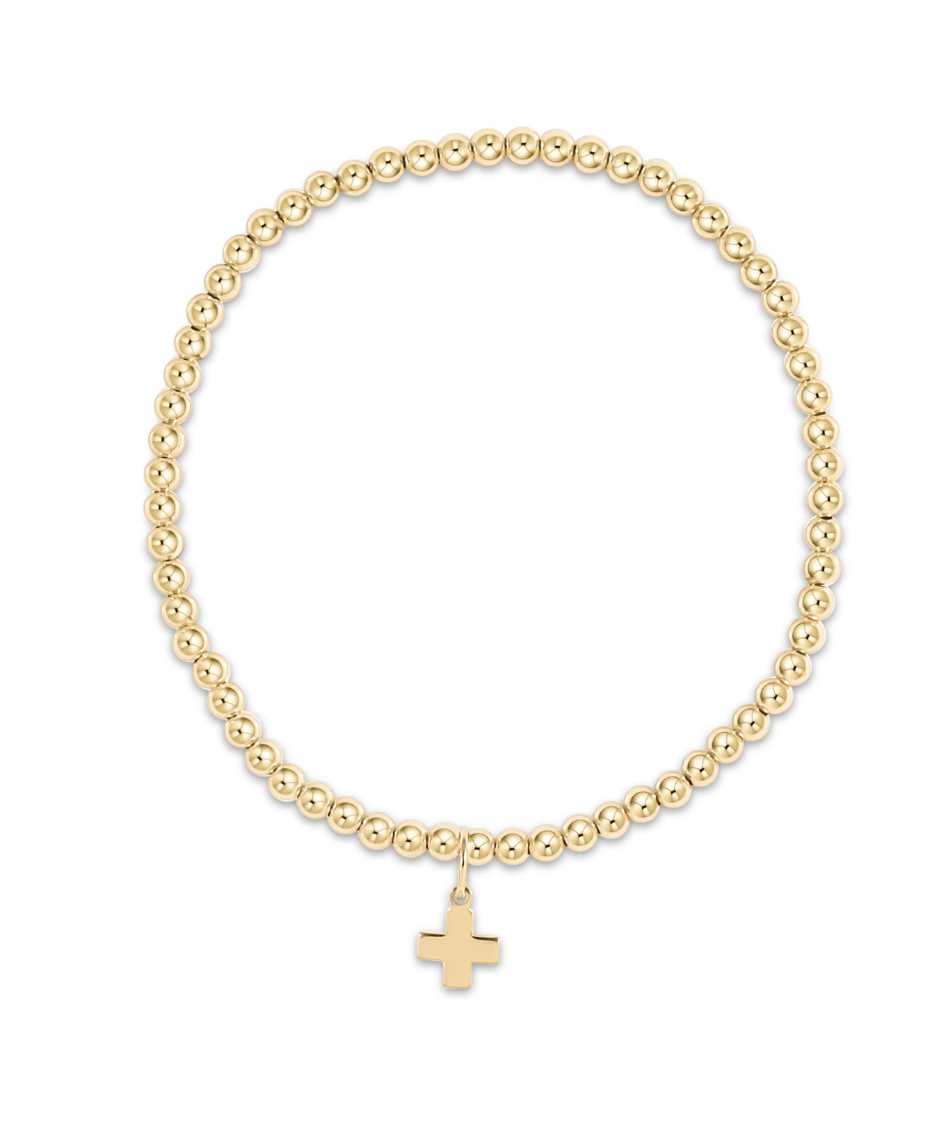 Classic Gold 3mm Bracelet - Signature Cross Gold Charm-E Newton-BCLG3SC