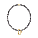 Classic Pearl Dark Grey 3mm Bracelet - Love Gold C-E Newton-BCLPEDKG3LOVG