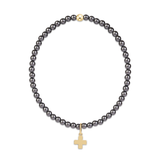 Classic Pearl Dark Grey 3mm 
Bracelet - Signature Cross Gold 
Charm-E Newton-BCLPEDKG3SCG