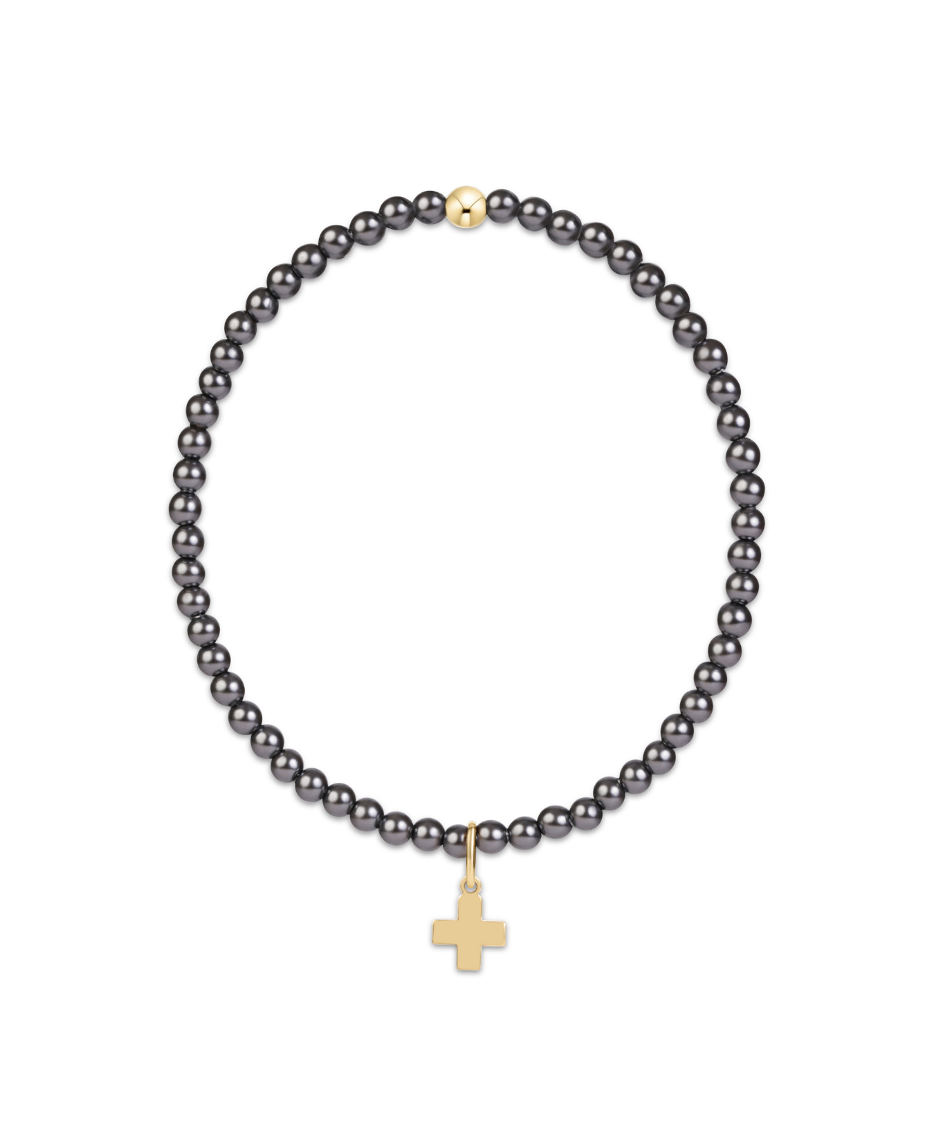 Classic Pearl Dark Grey 3mm 
Bracelet - Signature Cross Gold 
Charm-E Newton-BCLPEDKG3SCG