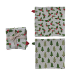 Cotton Printed Waffle Weave Dish Cloths with Trees/Holly Pattern_creativeco_op_XT0593_1