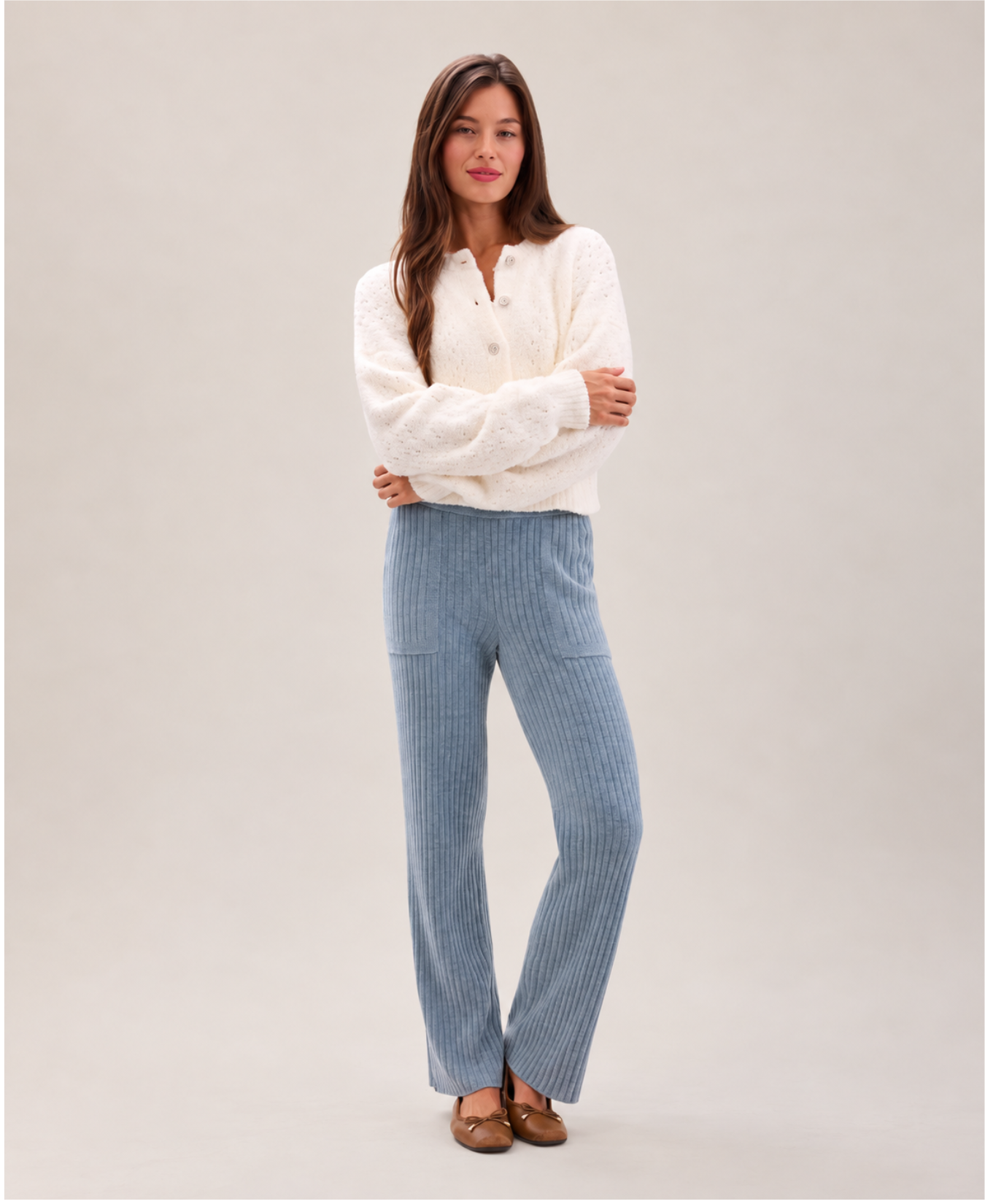 Cozychic Pointelle Cropped Cardigan-Barefoot Dreams-BDWCC26921