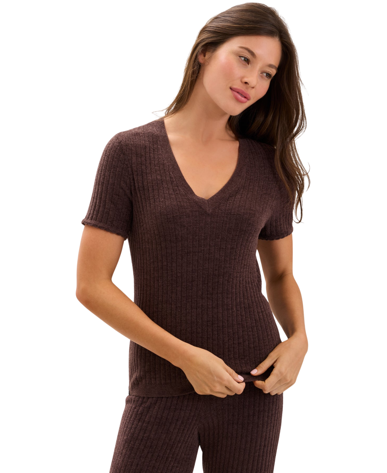 Cozychic Ultra Lite Scallop Rib Short Sleeve_Barefoot Dreams_BDWCU26997-UMR