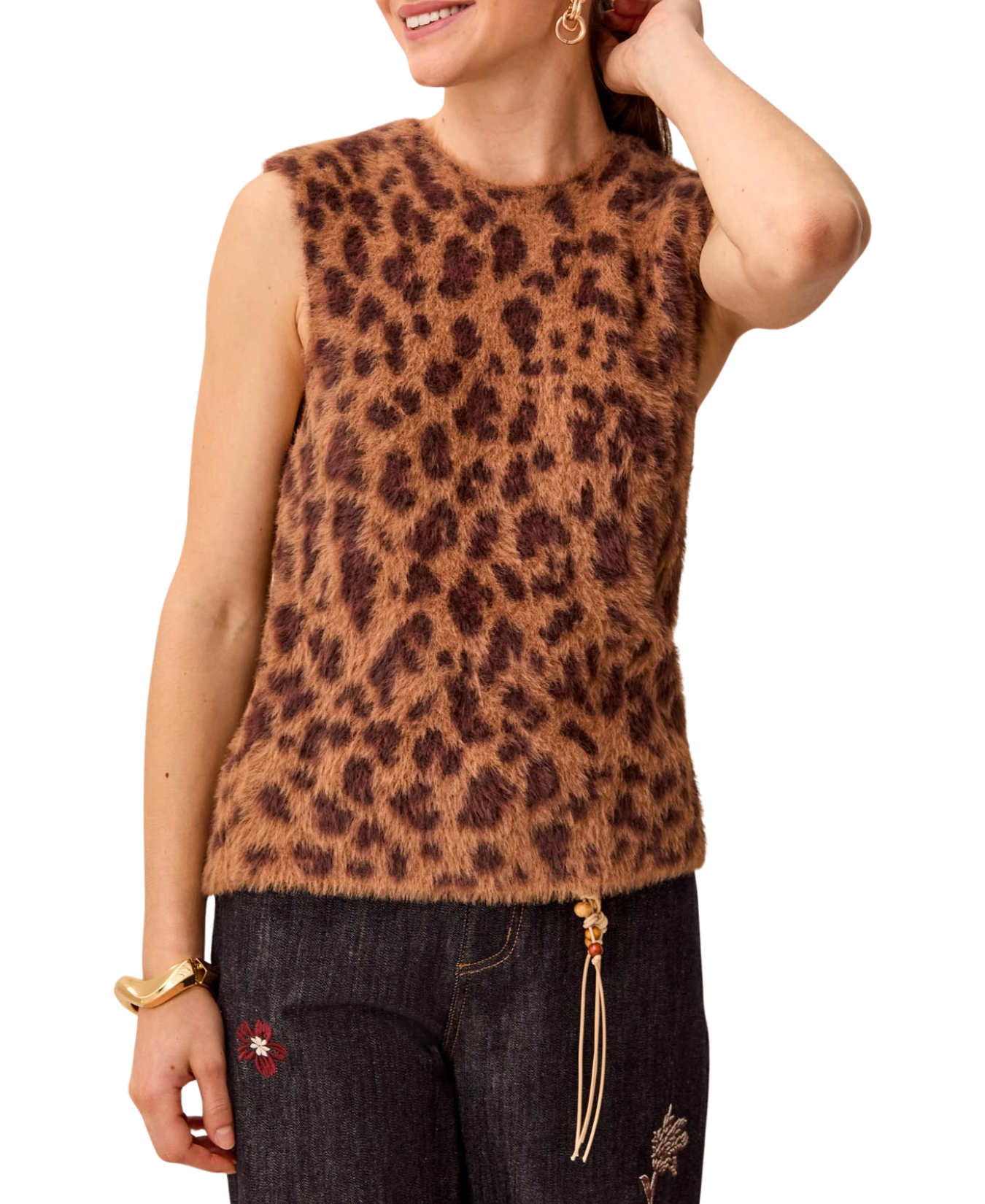 Crew Neck Jacquard Sweater Vest - Tribal - 6333O-5618