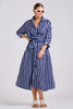The Luna Oversized Long Line Shirt Dress | Navy Thick Stripe