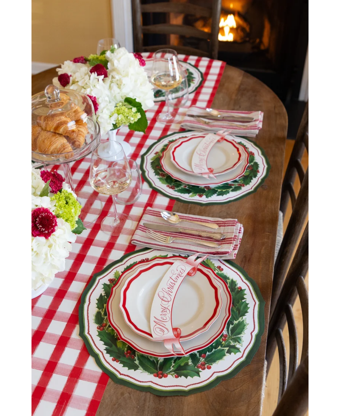 Die-cut Holiday Holly China Placemat-Hester & Cook-KP1837