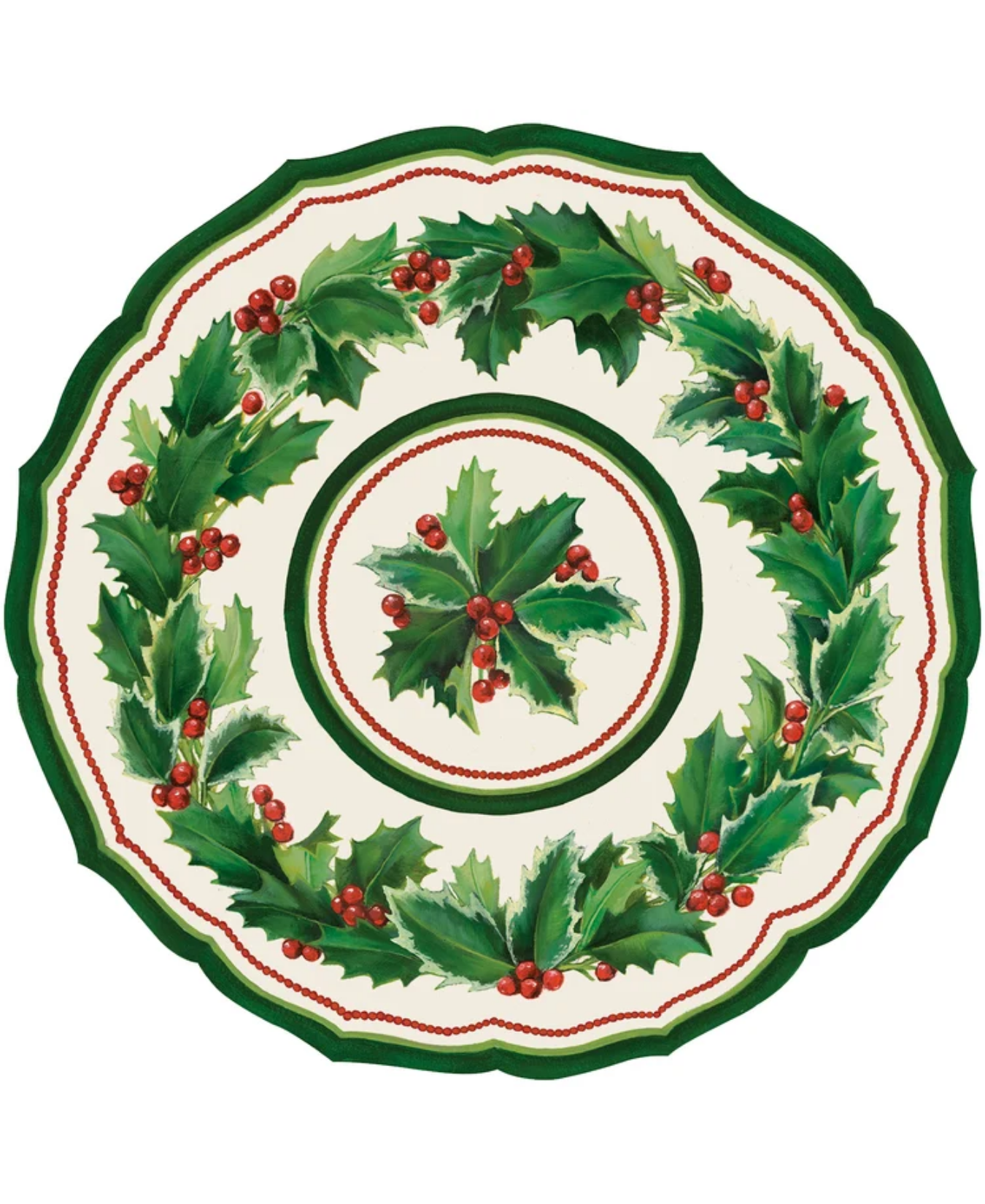 Die-cut Holiday Holly China Placemat-Hester & Cook-KP1837
