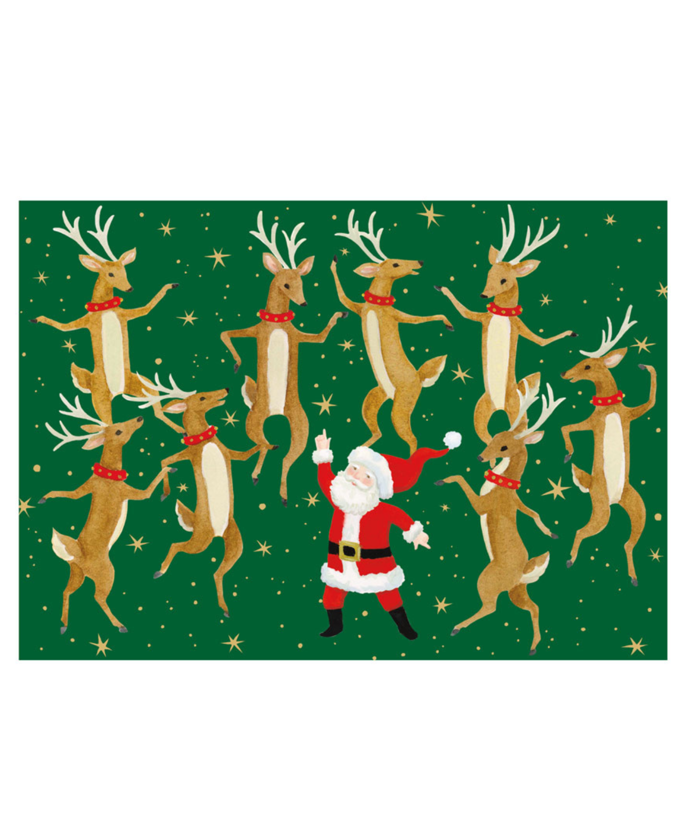 Disco Santa Small Boxed Christmas Cards - Includes 15 Cards & Envelopes_Caspari_106109-GRN