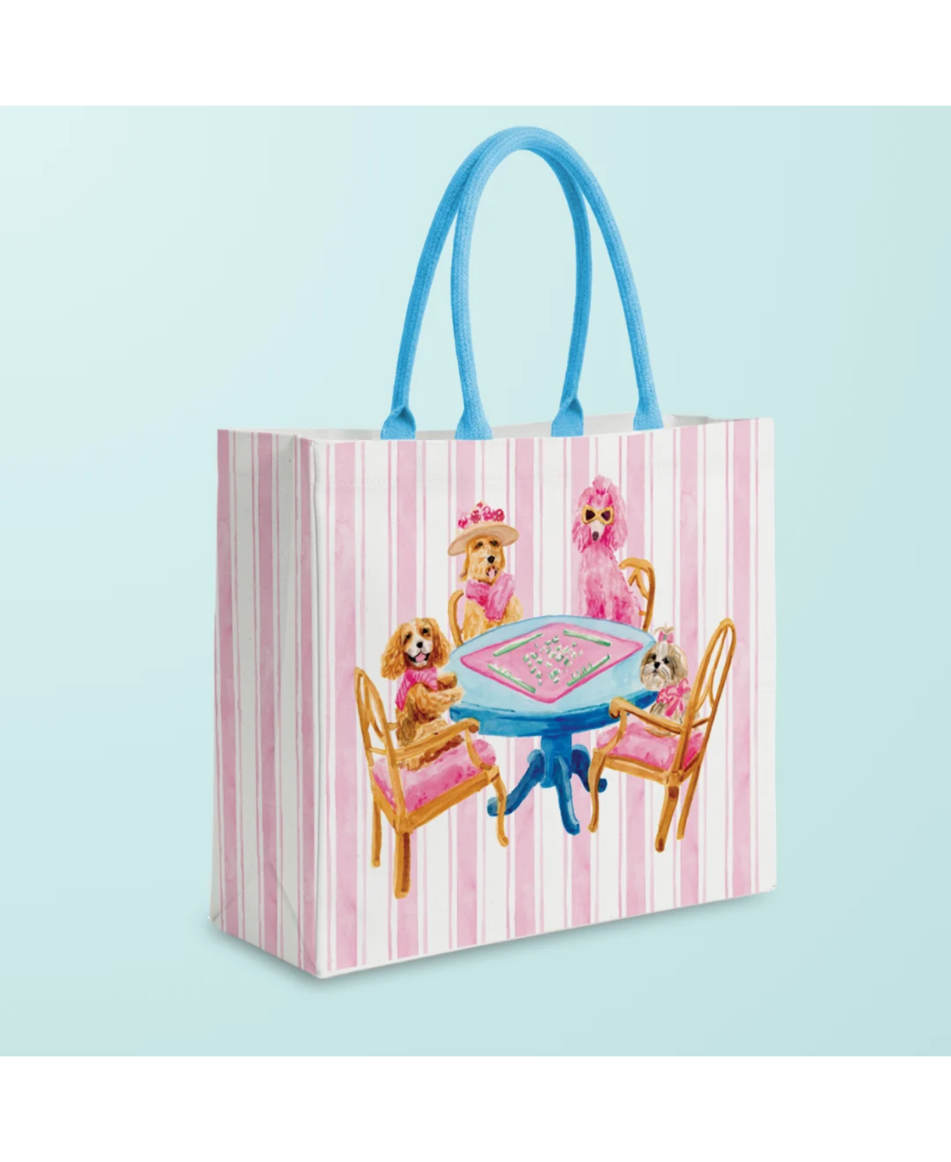 Dogs Playing Mahjong Tote Bag-Taylor Paladino-TOTEBAG1