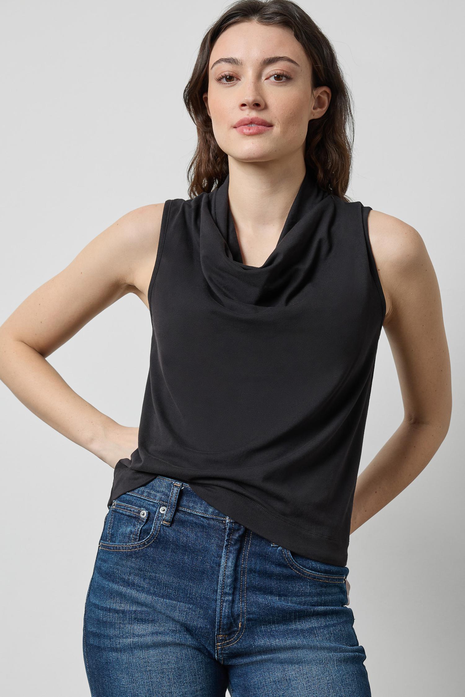 Drape Neck Sleeveless Top_Lilla P_PA3633-BLA