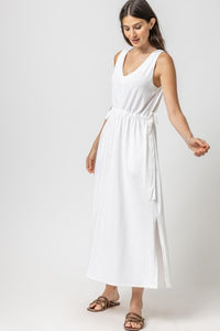 Drawcord Waist Maxi Dress White