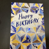 Happy Birthday (blue, yellow, purple stars)