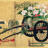 Flower Cart Blank Card Gold