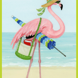 Birthday Beach Mode Flamingo - Birthday Card
