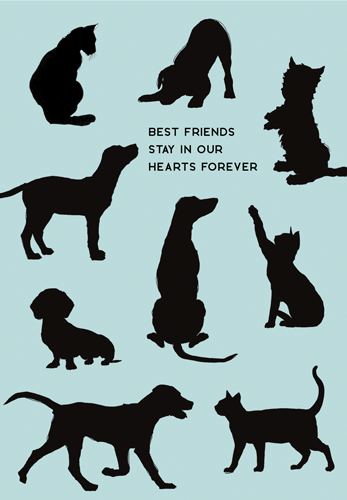 Pets in Silhouette Sympathy Card