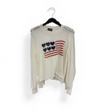 Love Flag Heart Crew Cotton | White/Darkest Indigo/Red