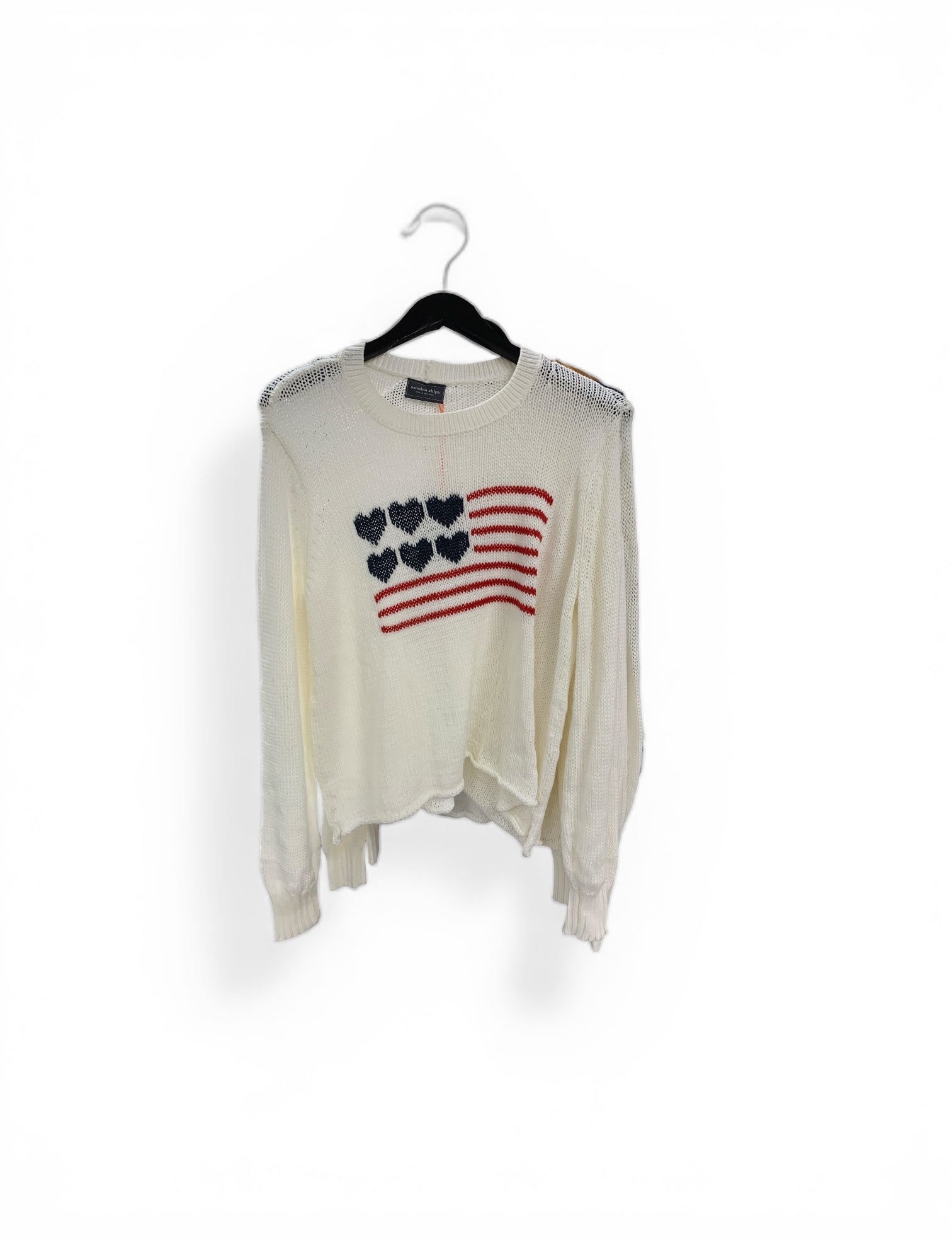 Love Flag Heart Crew Cotton | White/Darkest Indigo/Red