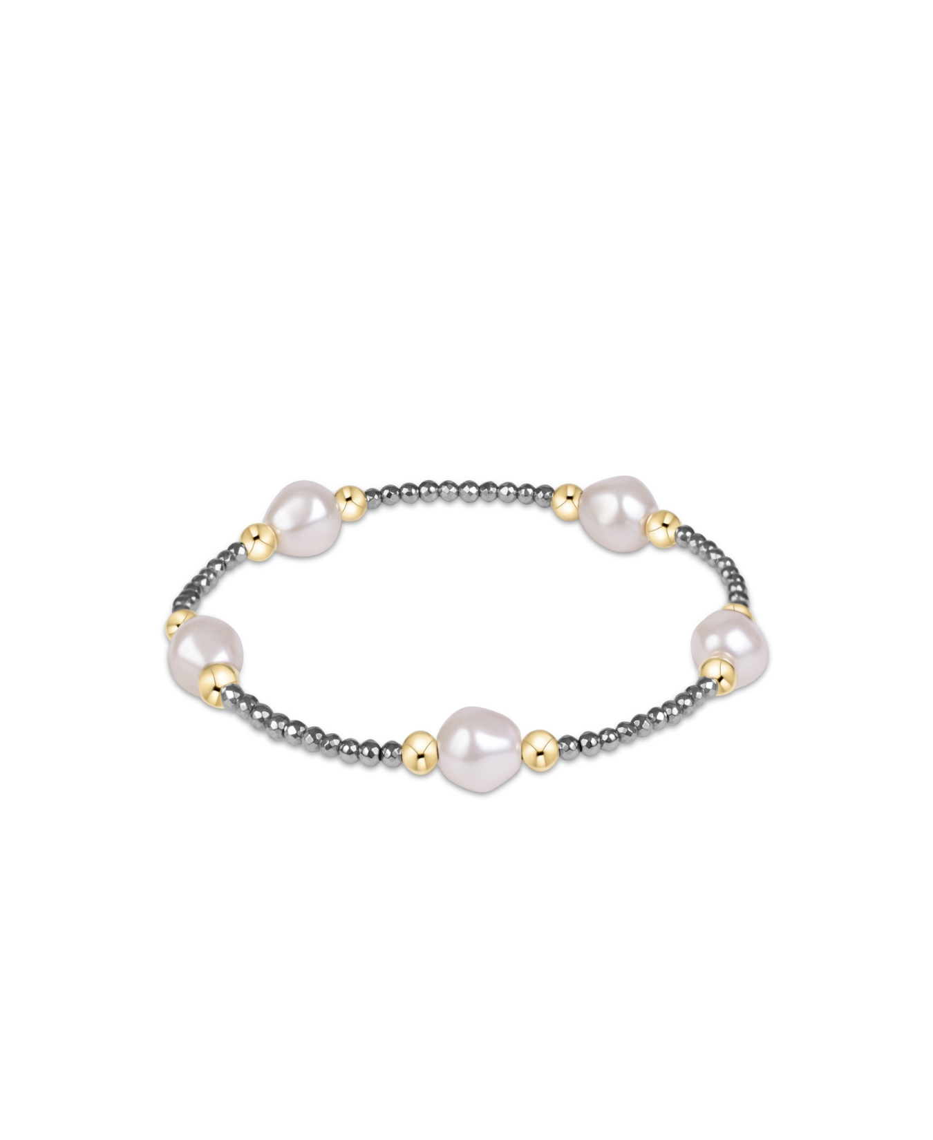 Extends Purpose Admire Pearl 8mm Silver Faceted Hematite Bracelet-E Newton-BEXPURPADPE8SILFHEM