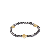 Extends Signature Cross 4mm Pearl Dark Grey Bracelet - Gold-E Newton-BEXSC4PEDKGG