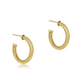 Round Gold 1.125" Post Hoop-4MM- Textured Twist