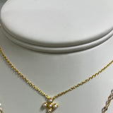 Baby Cross Necklace - Gold Pearl