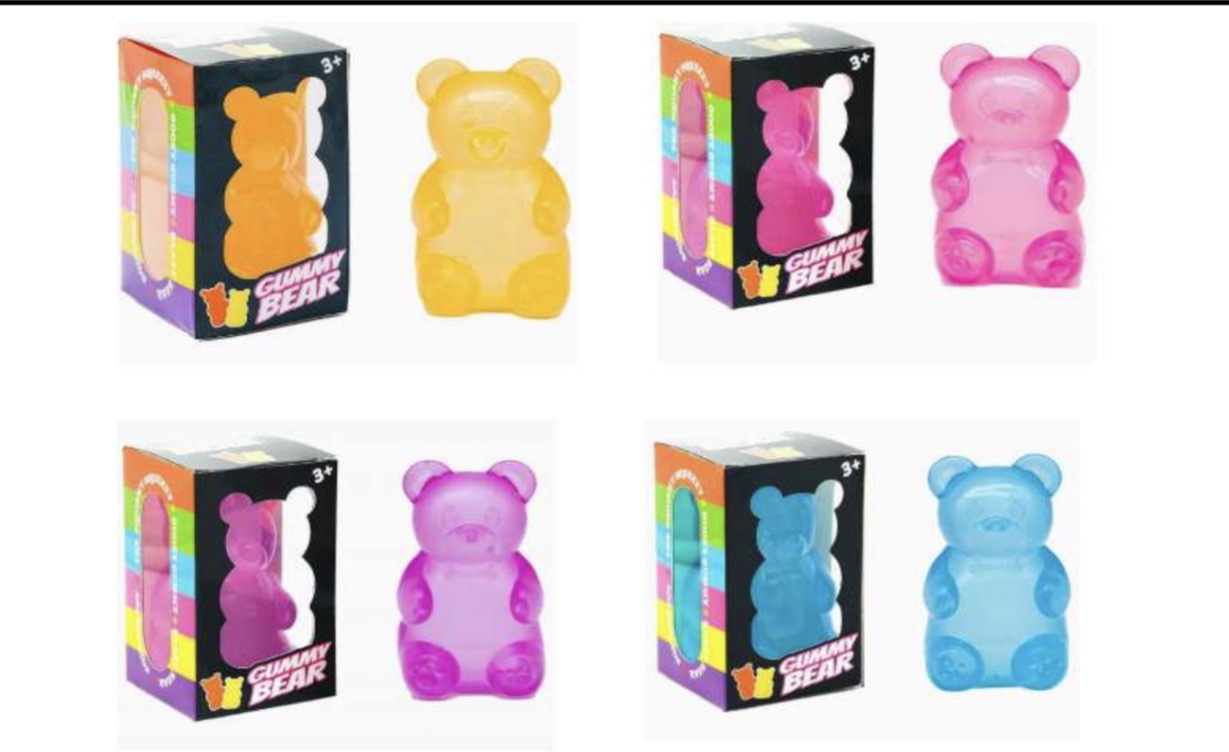 a group of gummy bears in boxes