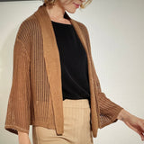 Harper Linen Mesh Cardigan Tanned