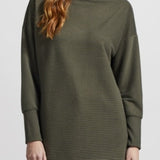 Funnel Neck Tunic w/ Side Slits-DK. Cedar