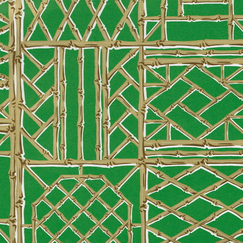 Bamboo Screen Green/Gold Wrapping Paper