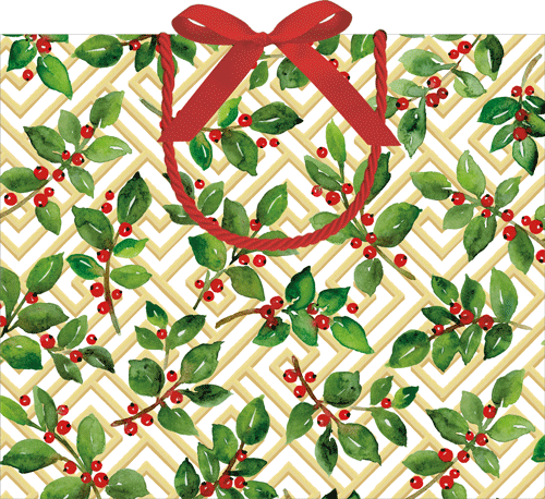 Holly And Fretwork Gift Bag Lg