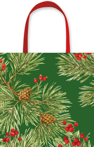 Evergreen And Berries Dark Green Gift Bag Small