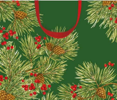 Evergreen And Berries Dark Green Gift Bag Lg