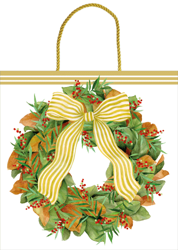 Magnolia Wreath Gift Bag Med Square