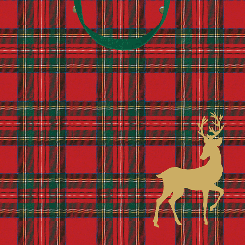 Royal Plaid Reindeer Med Sq