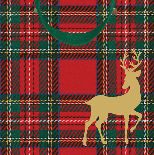 Royal Plaid Reindeer Gift Bag Small