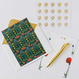 Enchanted Garden green/orange Luxury Stationery Set