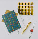 Enchanted Garden Blue/Orange Luxury Stationery Set