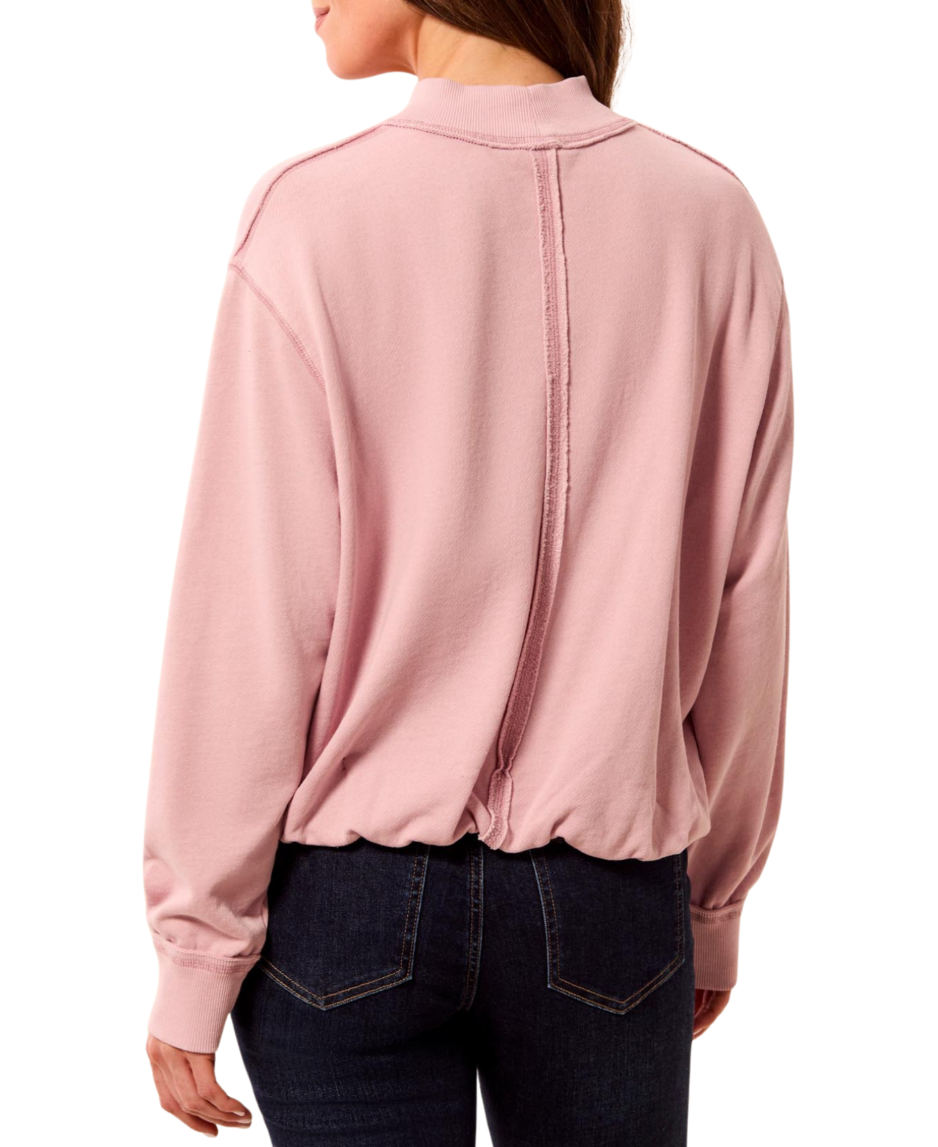 Garment-Dyed Bubble Sweatshirt with Ribbed Detail - Tribal - 6353O-5722